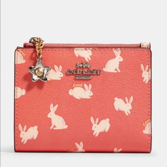 Coach Handbags - NWT Snap Card Case Wallet With Bunny Script Print Coach Handbags - NWT Snap Card Case Wallet With Bunny Script Print